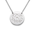 Sterling silver monogram disc necklace