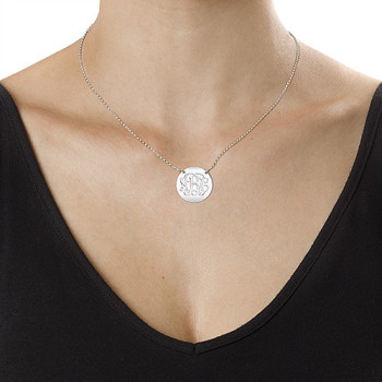 Monogram Disc Necklace in Sterling Silver Monogram Disc Necklace in Sterling Silver