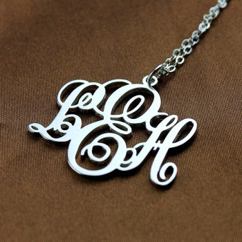 Personalised Vine Font Initial Monogram Necklace Sterling Silver Personalised Vine Font Initial Monogram Necklace Sterling Silver