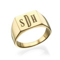 Monogrammed Signet Ring - 18ct Gold Plated Monogrammed 18ct gold plated signet ring