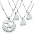 Mother and daughter cut-out heart necklace set with heart pendants
