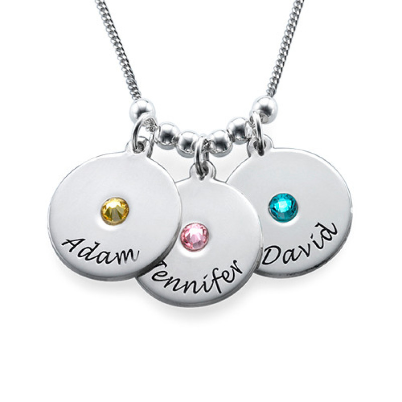 Mother's Disc and Birthstone Necklace