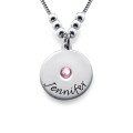 Mother's Disc and Birthstone Necklace detail view