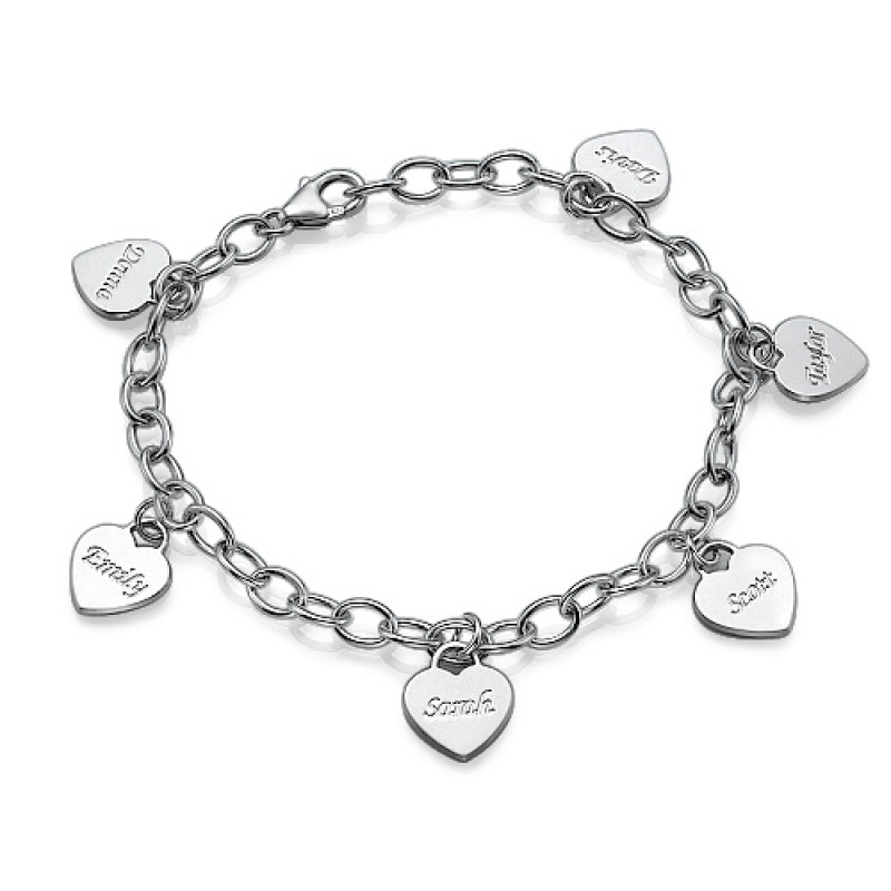 Personalised Mum Heart Charm Bracelet Personalised heart charm bracelet for mum