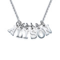 Multiple initial necklace in silver with personalised letter charms
