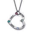 Mum's Birthstone Heart Necklace in sterling silver