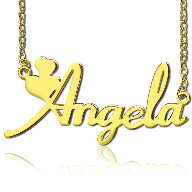 Personalised Solid Gold Heart Name Necklace Personalised solid gold Fiolex Girls Fonts heart name necklace