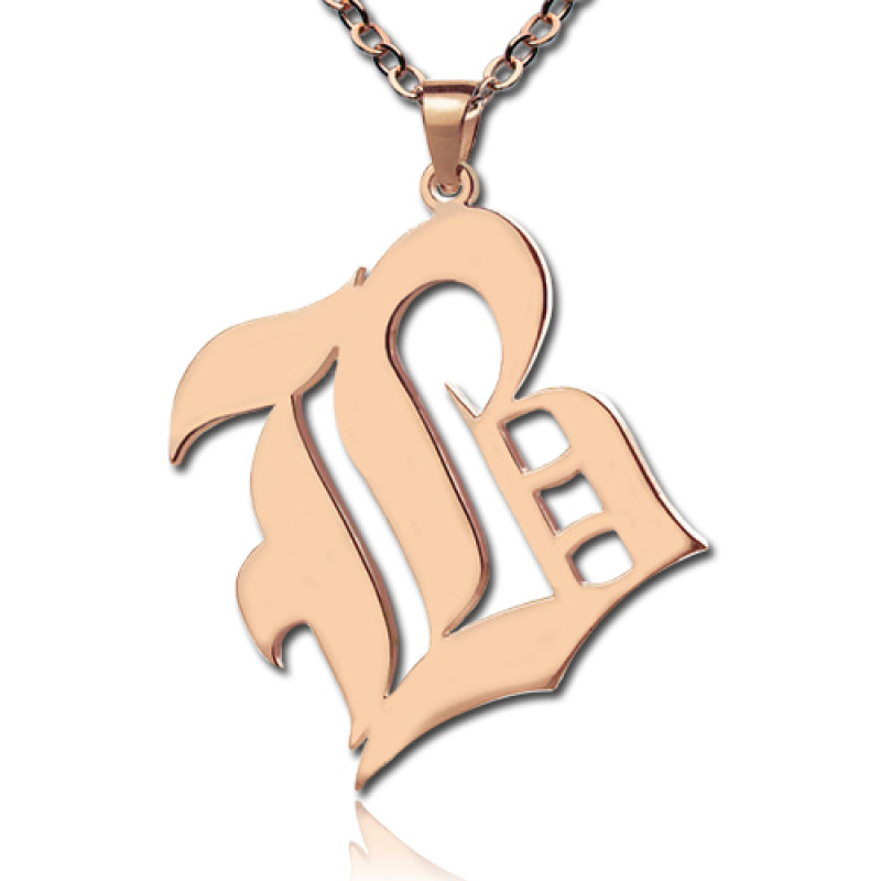 Rose Gold Plated Old English Style initial necklace