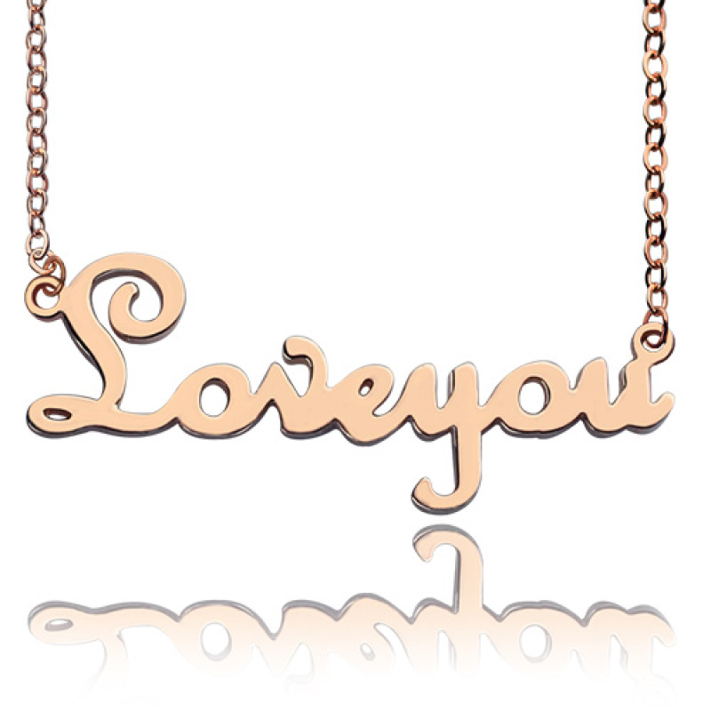 Personalised Rose Gold I Love You Name Necklace Personalised solid rose gold I Love You name necklace