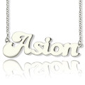 Personalised 18ct solid white gold BANANA font name necklace