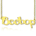 18ct solid gold personalised name necklace Solid 18ct gold personalised Beetle-font name necklace