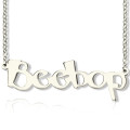 Solid white gold personalised Beetle font name necklace