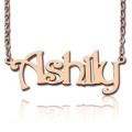 Solid rose gold Harrington font personalised name necklace