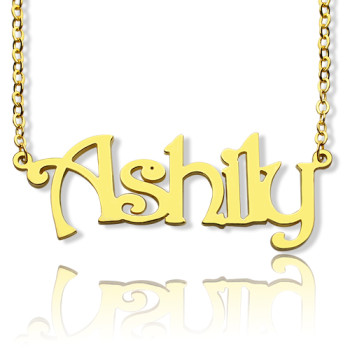 Solid Gold Plated Harrington Font Name Necklace-18ct Gold Plated