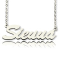Solid white gold Sienna style name necklace