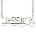 Silver block letter personalised name necklace