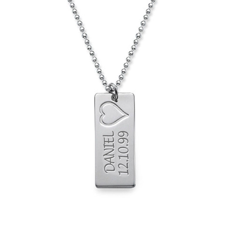 Personalised silver name bar necklace product view