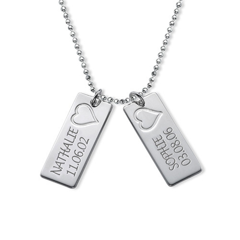 Personalised silver name bar necklace pendant view