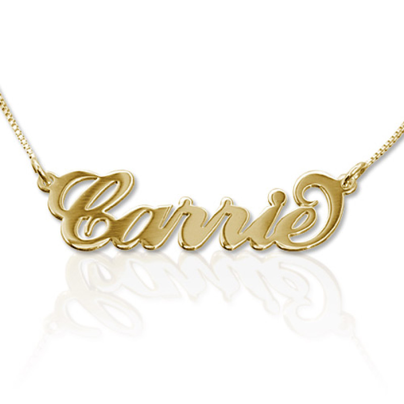 18ct Gold-Plated Silver Carrie Name Necklace 18ct gold-plated silver Carrie-style personalised name necklace