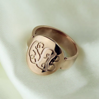 Engraved Script Rose Gold Monogrammed Ring Engraved Script Rose Gold Monogrammed Ring