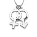 Personalised sterling silver necklace with female and male symbols