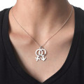 Personalised sterling silver necklace with female and male symbols
