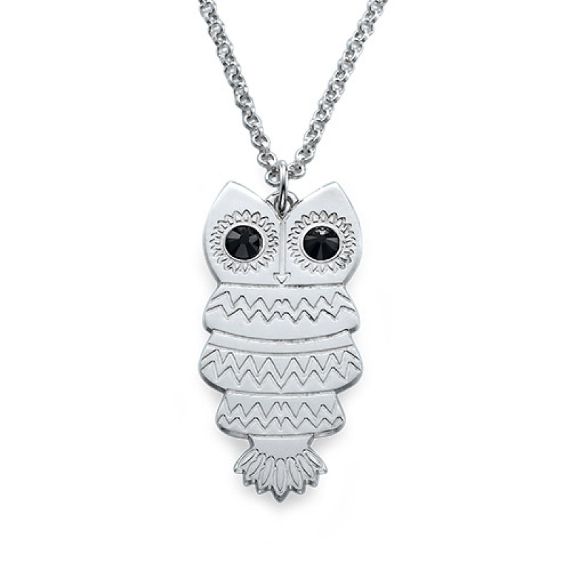Owl Necklace with Back Engraving Personalised owl necklace with back engraving