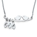 Personalised Silver Bird Necklace Personalised sterling silver bird necklace with two birds on a branch