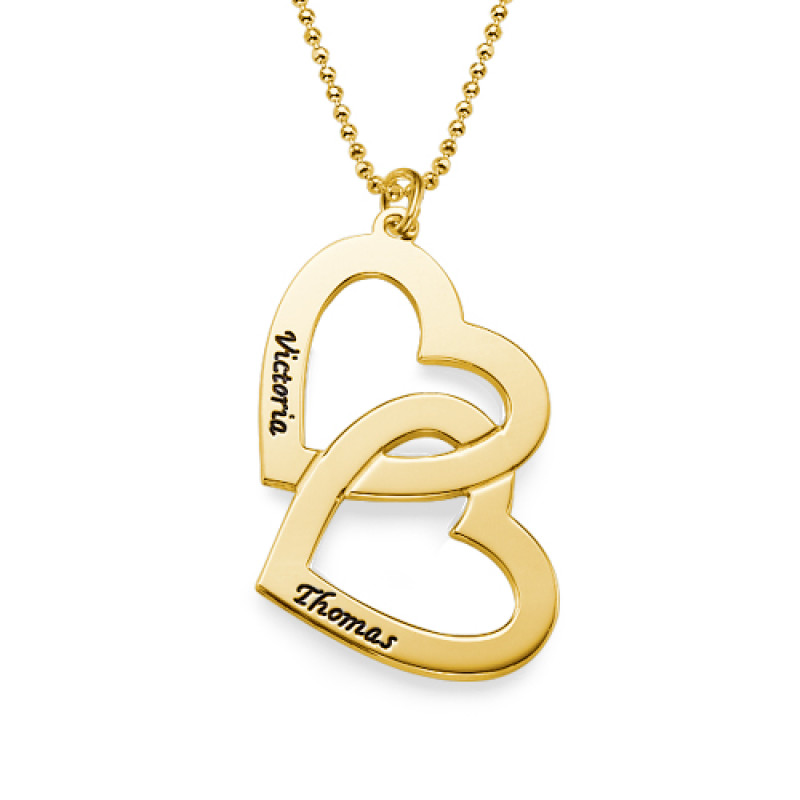 Personalised Gold Plated Heart in Heart Necklace Personalised gold plated heart in heart necklace