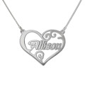 Personalised heart name necklace with a cut-out name pendant