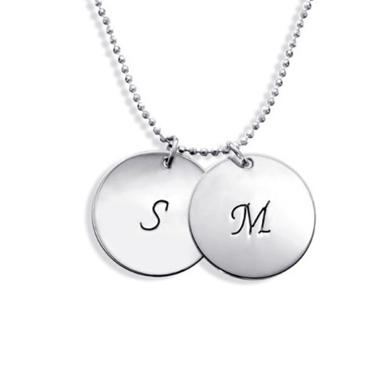 Personalised Sterling Silver Initial Disc Pendant Necklace Personalised sterling silver initial disc pendant necklace