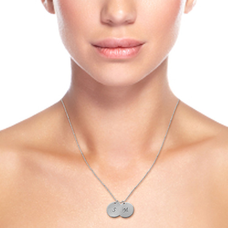 Personalised Initial Disc Pendant Necklace Personalised sterling silver initial disc pendant necklace