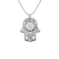 Silver personalised initial Hamsa necklace