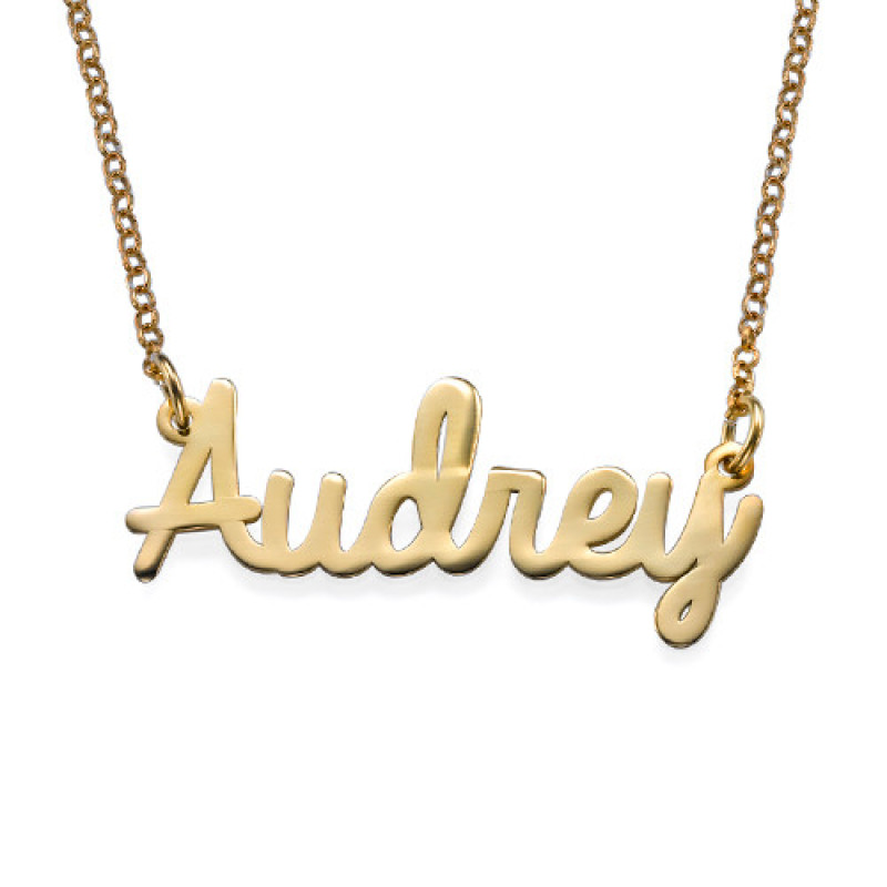 18k gold plated cursive name necklace