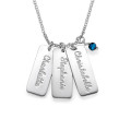 Personalised sterling silver name tag necklace with crystal birthstone