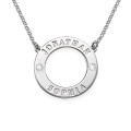 Personalised Silver Karma Necklace with Swarovski Crystals Personalised sterling silver karma necklace with engraved names and Swarovski crystals