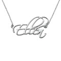 Personalised silver script name necklace with handwritten-style pendant