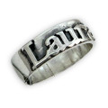 Personalised sterling silver name ring with raised lettering