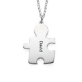 Detail view of personalised silver puzzle necklace pendants