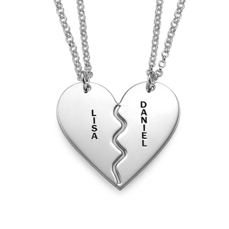 Personalised Breakable Heart Necklace in Sterling Silver Personalised sterling silver breakable heart necklace