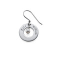 Personalised earrings with two engraved names and a central birthstone