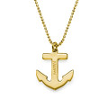 Personalised anchor pendant necklace in 18 ct gold plated sterling silver