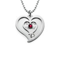 Personalised Couples Birthstone Heart Necklace Personalised couples birthstone heart necklace product image
