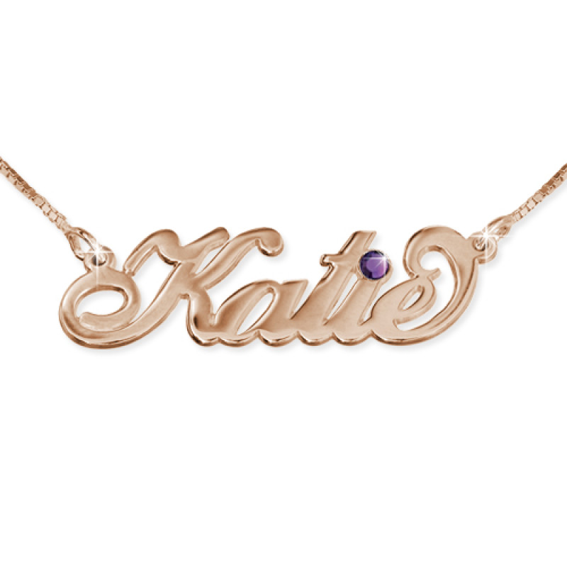 Rose gold plated silver Swarovski personalised name necklace