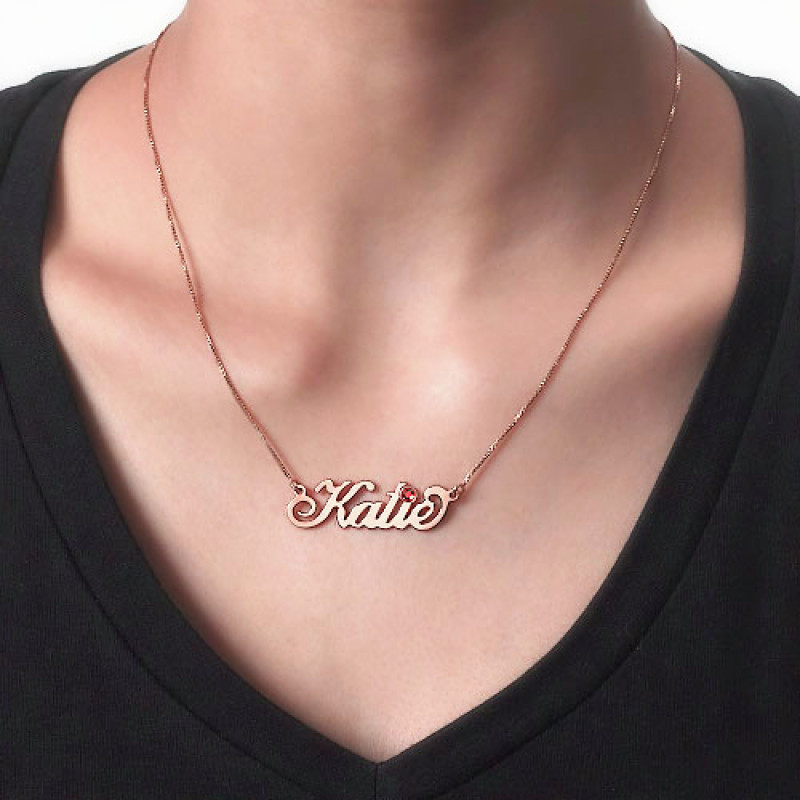 Rose gold plated silver Swarovski personalised name necklace