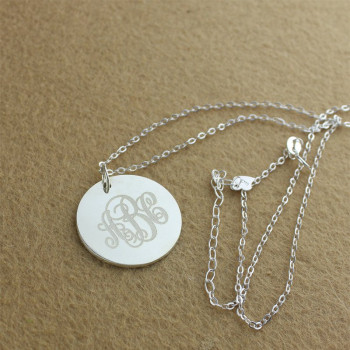 Engraved Disc Monogram Necklace Sterling Silver Engraved Disc Monogram Necklace Sterling Silver