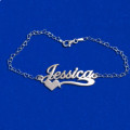 Side Heart Silver Name Bracelet or Anklet