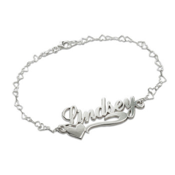 Side Heart Silver Name Bracelet/Anklet Side Heart Silver Name Bracelet/Anklet