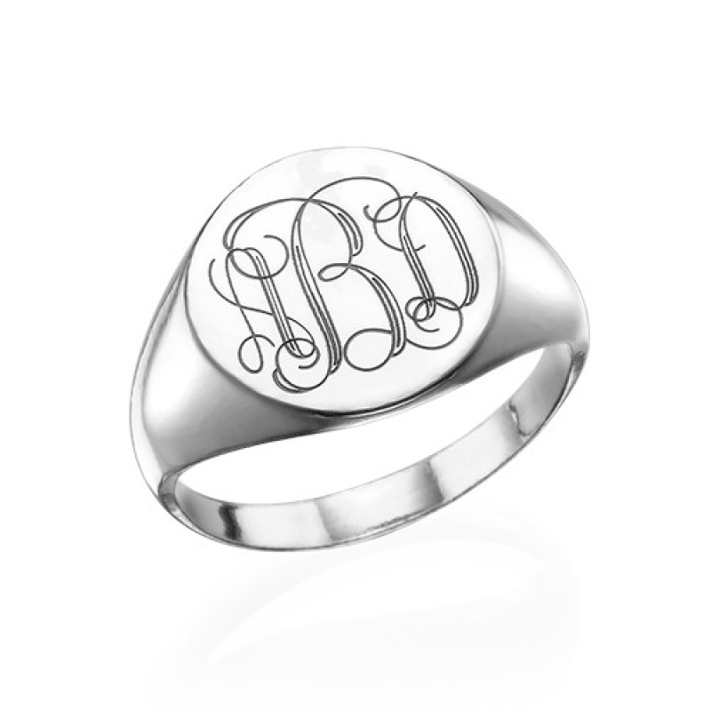Sterling Silver Engraved Monogram Signet Ring Engraved monogram sterling silver signet ring