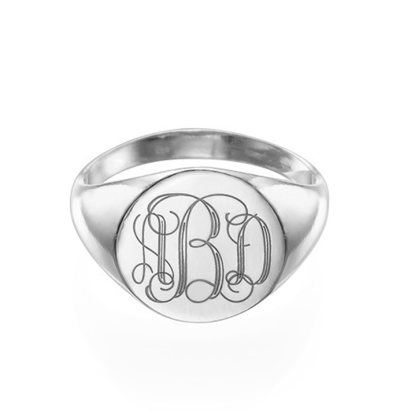 Sterling Silver Engraved Monogram Signet Ring Engraved monogram sterling silver signet ring
